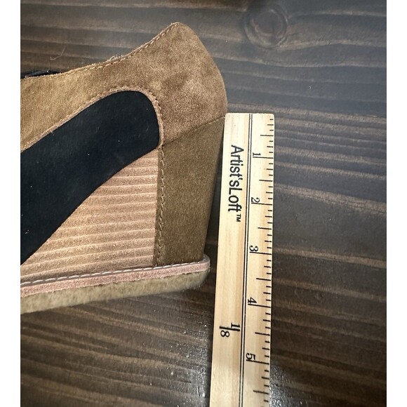 PILCRO Oxford Wedge Booties‎ Black Brown Lace Up Leather Suede Shoes Women's 6.5 - Picture 11 of 11